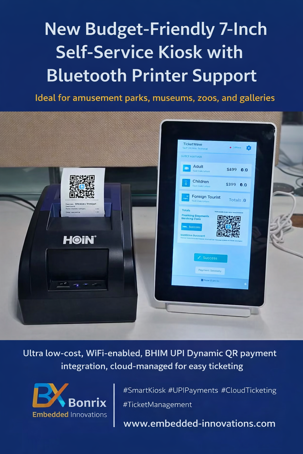 Smart 7-Inch Self-Service Ticketing Kiosk