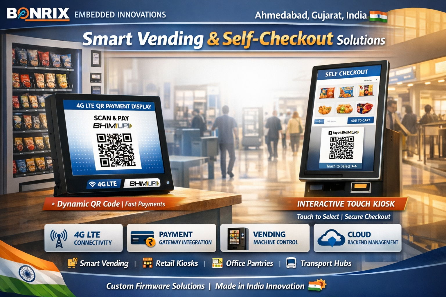 Bonrix 4G LTE QR Display for Vending Machines