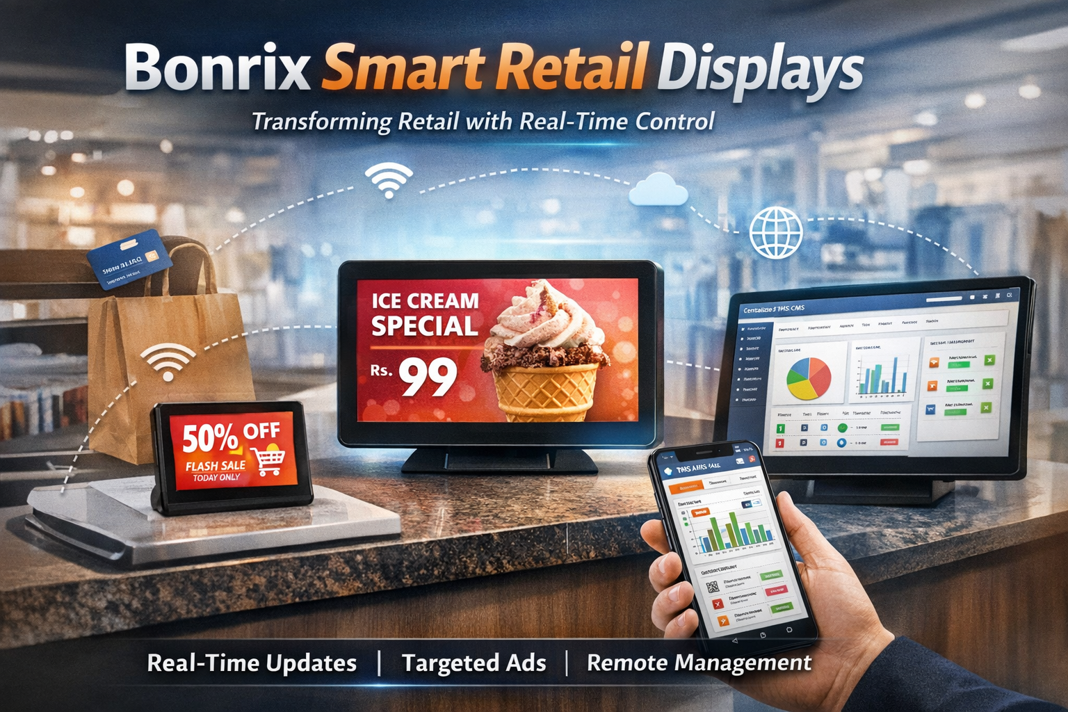 Bonrix 4G LTE QR Display for Vending Machines