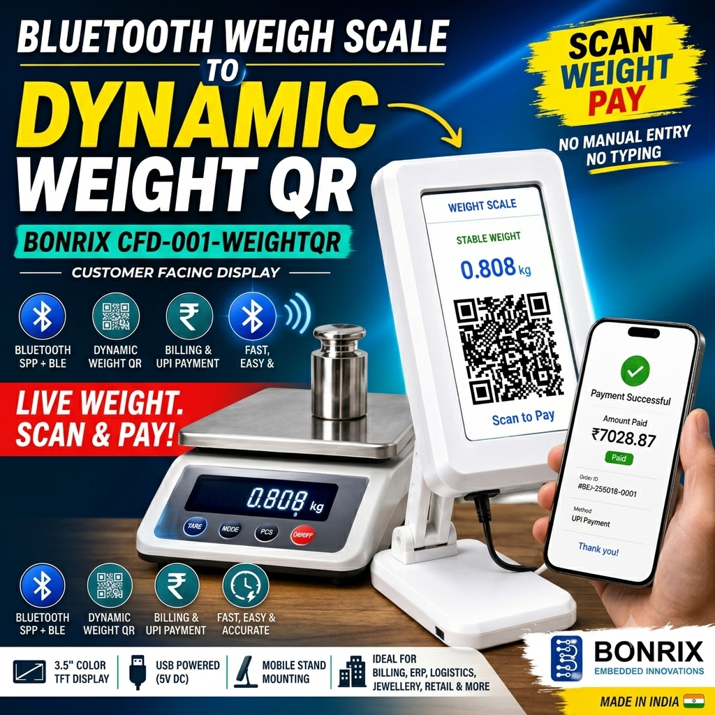 Bonrix CFD‑001 WeightQR Display: Bluetooth Weigh Scale Integration with Dynamic QR Billing
